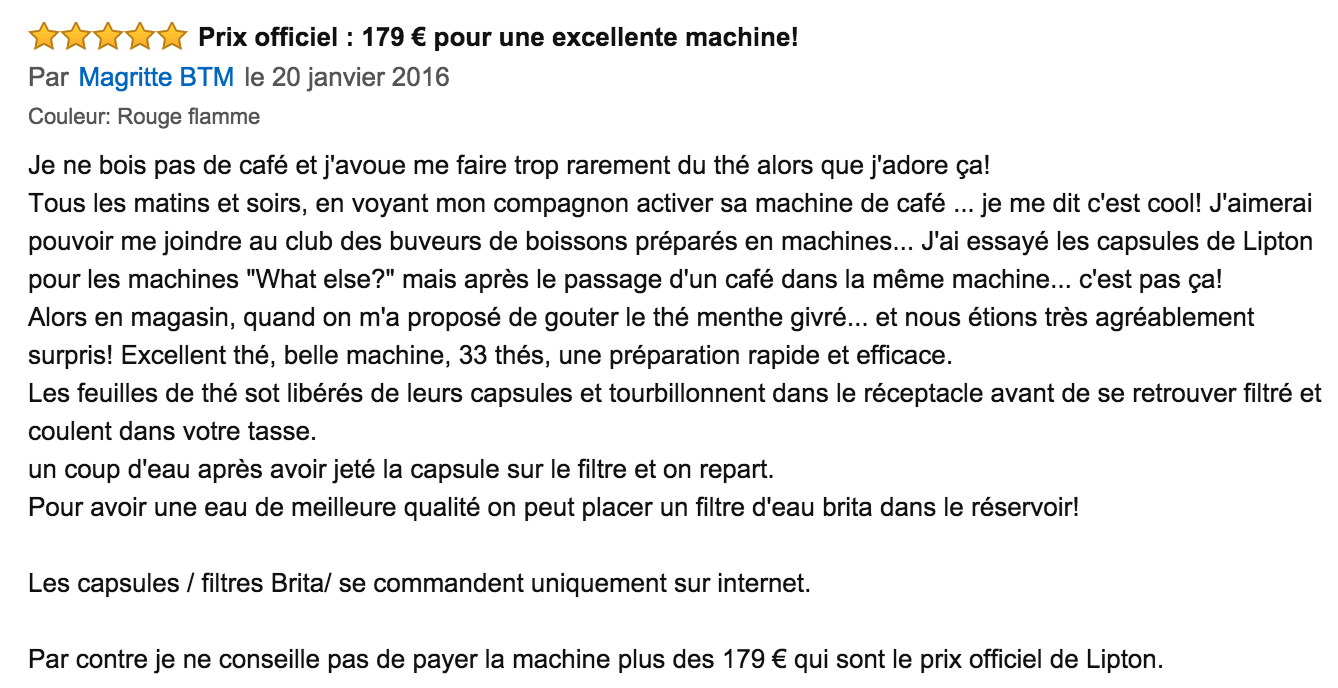 commentaire Krups T.O Lipton