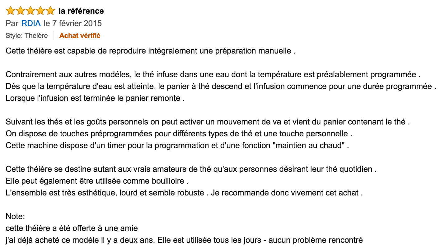 commentaire Riviera & Bar Cha Dao Inox